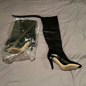 Via Spiga Black Nappa Leather Over-The-Knee Boots - Size 7M